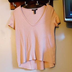 Waffle knit pink t shirt